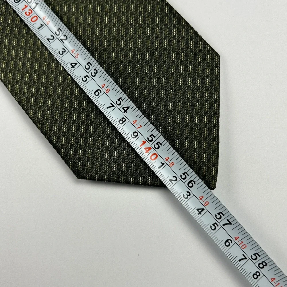 Vintage‎ Alfred Dunhill Green and Gold Geometric Silk Tie Paris